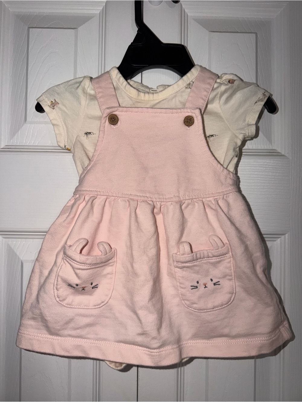 Carter's Light Pink Kitty Pinafore Overalls